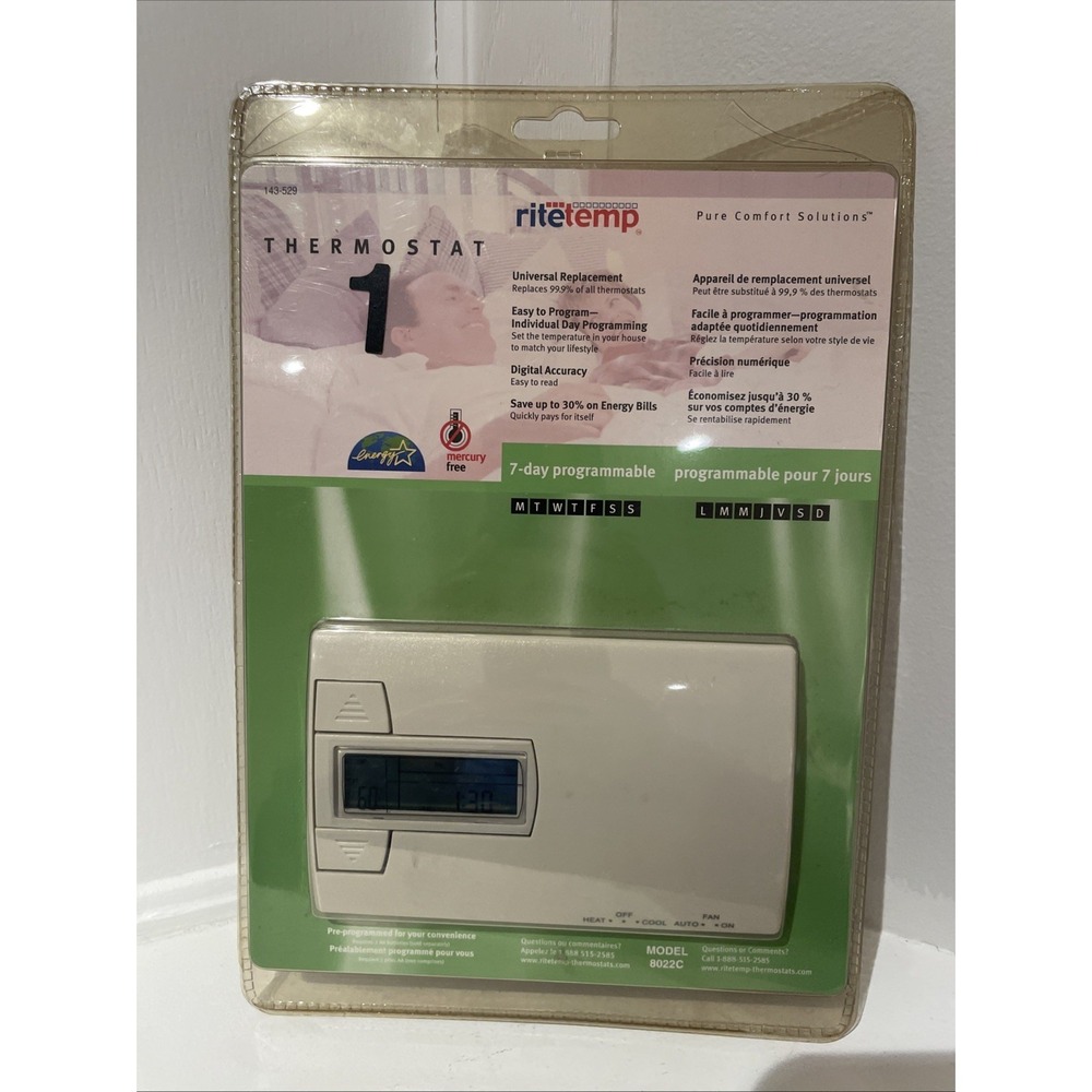 NEW FACTORY SEALED RiteTemp 5-1-1 Programmable Thermostat Model 8022c 781-733